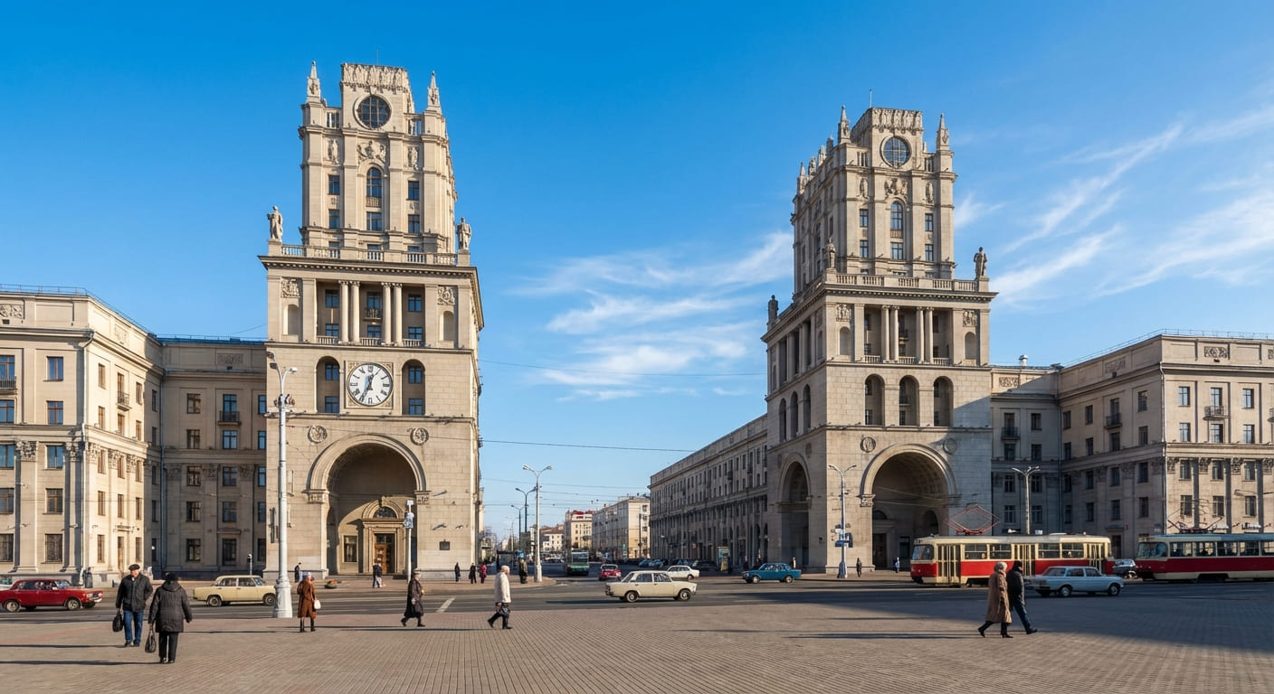 Знаменитые ворота Минска в солнечный день