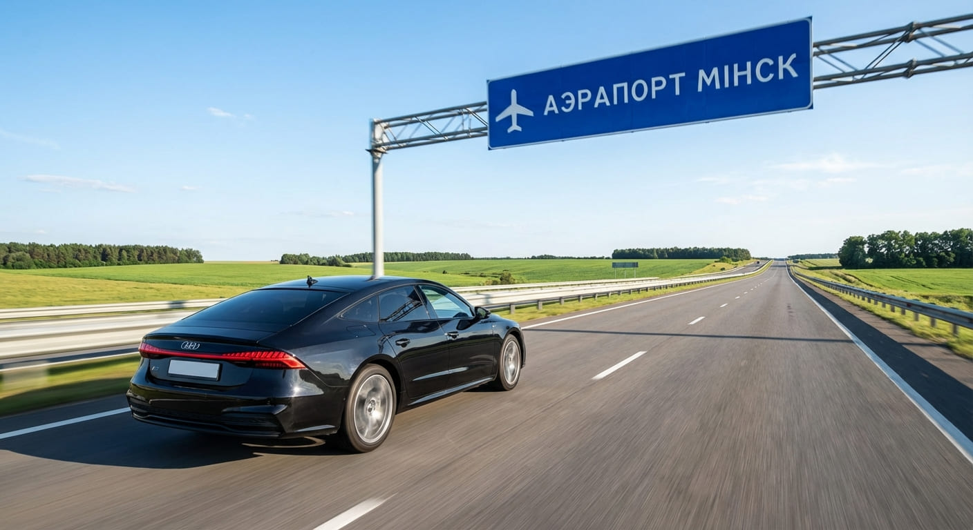 Современный автомобиль на трассе по пути